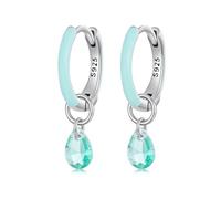 BRBRB Orecchini a cerchio con goccia d'acqua estiva in argento sterling S925 - Orecchini a cerchio con cerniera ipoallergenici con accenti in vetro, regalo di gioielli leggeri for tutti i giorni for l