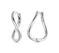 BRBRB Orecchini a cerchio in argento Sterling S925 a forma di onda - Orecchini a polsino minimalisti ipoallergenici for donna, elegante regalo di gioielli for compleanni, Natale, anniversari