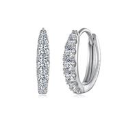 BRBRB Orecchini a cerchio in argento sterling S925 con fila singola di moissanite - Orecchini a cerchio scintillanti ipoallergenici for donna, regalo di gioielli placcati in rodio durevoli (1,6 g, 1,3