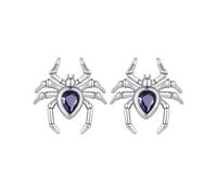 BRBRB Orecchini a forma di ragno di Halloween for donna e uomo - Gioielli gotici in argento Sterling S925 con zirconi - Regalo originale for compleanni, Natale e feste