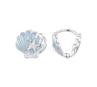 BRBRB Orecchini a forma di stella marina in argento Sterling S925 for donna - Orecchini a cerchio a tema oceano blu con zirconi cubici, regalo elegante for lei