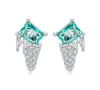 BRBRB Orecchini a perno a forma di gelato in argento sterling S925 - Gioielli estivi ipoallergenici con dettagli in vetro, grazioso regalo for donna (1,0x0,6 cm)