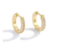 BRBRB Orecchini in argento sterling S925 con moissanite for donna - Orecchini a cerchio geometrici minimalisti con diamanti a pavé - Regalo elegante for compleanni, Natale e anniversari(Gold)