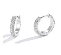 BRBRB Orecchini in argento sterling S925 con moissanite for donna - Orecchini a cerchio geometrici minimalisti con diamanti a pavé - Regalo elegante for compleanni, Natale e anniversari(Silver)