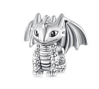 BRBRB Perlina con ciondolo drago 3D in argento Sterling S925 | Compatibile con Pandora, Biagi, Troll e Chamilia | Accessorio for gioielli fai da te con texture unica | Confezione regalo e panno for lu
