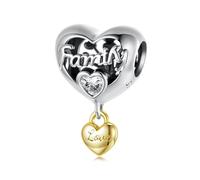 BRBRB Perlina in argento Sterling S925 con ciondolo a forma di cuore e albero della vita - Charm fai da te ipoallergenico compatibile con Pandora, Biagi, Troll e Chamilia