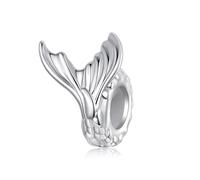 BRBRB Perline distanziatrici a forma di coda di sirena in argento sterling S925 con isolatori in silicone | Compatibili con Pandora, Biagi, Troll e Chamilia | Ciondoli fai da te for bracciali e collan