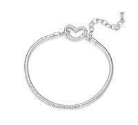 BRBRB Set di perline fai da te in argento Sterling S925 con ciondoli a forma di cuore, zampa, stella e trifoglio con bracciale regolabile | Compatibile con Pandora, Biagi, Troll e Chamilia(Bracelet BS