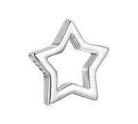 BRBRB Set di perline fai da te in argento Sterling S925 con ciondoli a forma di cuore, zampa, stella e trifoglio con bracciale regolabile | Compatibile con Pandora, Biagi, Troll e Chamilia(Star BSC114