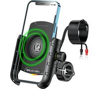 BRCOVAN Supporto Telefono Motociclo con Qi 15W Caricatore Wireless e 20W USB-C Porta Ricarica, Moto Manubrio Porta Cellulare per 4'' - 8'' Smartphones