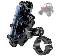 BRCOVAN UTV - Supporto per telefono con antivibrazioni, supporto per cellulare regolabile e resistente, compatibile con roll bar da 1,5", 1,65", 1,75", 1,85", 2", compatibile con smartphone da 5,4" a