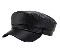 Brcus Cappello da donna da capitano marinaio in PU Newsboy Cabbie Baker Boy con visiera, Nero #1, 7 1/8 / 7 3/8