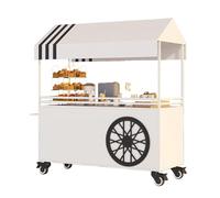 BRCYKRWY Carrello Mobile con Ruote,Carrello per Dolciumi con Ruote per Feste,Gelati in Legno a Spinta Hot Dog/caffè/caramelle,Espositore Per Fiere Artigianali,Carretti Per Fiori