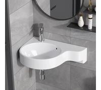 BRCYKRWY Lavabo in Ceramica Piccolo Lavabo per Bagni Mobile Bagno Lavabo Angolare Mobile da Bagno con Rubinetto e Scarico Mobile Bagno con Lavabo Lavandino per Piccoli Guardaroba e Bagno