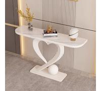 BRCYKRWY Moderno tavolo consolle da ingresso Mensola Dietro Divano, Mobile Ingresso Corridoio, base geometrica in metallo con Base a Forma di Cuore Finitura Anticata(White,100cm/39.4")