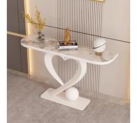 BRCYKRWY Moderno tavolo consolle da ingresso Mensola Dietro Divano, Mobile Ingresso Corridoio, base geometrica in metallo con Base a Forma di Cuore Finitura Anticata(White+Brown,100cm/39.4")