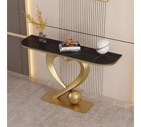 BRCYKRWY Moderno tavolo consolle da ingresso Mensola Dietro Divano, Mobile Ingresso Corridoio, base geometrica in metallo con Base a Forma di Cuore Finitura Anticata(Gold+Black,120cm/47.2")