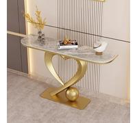 BRCYKRWY Moderno tavolo consolle da ingresso Mensola Dietro Divano, Mobile Ingresso Corridoio, base geometrica in metallo con Base a Forma di Cuore Finitura Anticata(Gold+Gray,100cm/39.4")