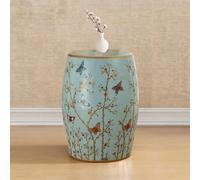 BRCYKRWY Sgabello da giardino in ceramica - Piccolo tavolino d'appoggio blu e bianco - Ideale per giardini interni, ingressi e patii - Elemento d'arredo decorativo(Blauw)