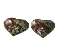 BRDECOR 2 Pezzi Healing Crystal Heart Amissed Love Preoccupazione Palma Drago Natural Blood Jasper Reiki Bilancing Thumb Stone Chakra Cristalli di San Valentino,50~60mm