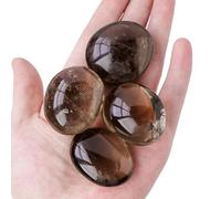 BRDECOR 4 Pezzi di Pietra di Cristallo in Quarzo fumoso Naturale Pietra del Pollice lucidata per Sollievo d'ansia, Pietra preziosa, Accessori e Decorazioni di Meditazione in Pietra Ovale Reiki