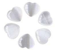 BRDECOR 6 Pezzi Selenite a Forma di Cuore Stone Energia di guarigione Palm Pietra per ansia e Sollievo dallo Stress, Meditazione, Reiki, Doni spirituali e cristallini,50~60mm