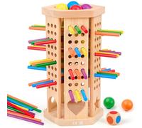 Brdokit Montessori Gioco da tavolo in legno con 42 bastoncini di legno colorati giochi giochi Montessori giocattoli dai 3 4 5 6 anni in su, gioco di famiglia, giochi per bambini