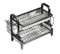 BRDQIMC Scolapiatti a 2 ripiani con scolapiatti e portautensili, organizer da cucina antiruggine da 43 cm, soluzione for riporre gli oggetti in casa(B Double layer 43cm)
