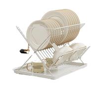 BRDQIMC Scolapiatti Pieghevole A Forma Di X A 2 Livelli, Scolapiatti Da Banco For Ciotole, Piatti E Stoviglie Da Cucina(Carbon Steel White)