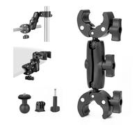 BRDRC Doppio morsetto Mount Umbrella Holder Camera Pole Staffa per passeggino Sedia a rotelle Monitor Presa magica Braccio Scrivania Photo Studio Light Stand Fotografia Riflettore Bandiera Croce Bar