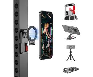 BRDRC Maglock, supporto magnetico per telefono MagSafe, adattatore per treppiede magnetico per golf, palestra, allenamento, supporto in metallo con foro per vite da 1/4, per iPhone 16, 15, 14, 13, 12