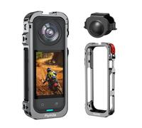 BRDRC Utility Frame Case Cage per Insta 360 X5, custodia protettiva in metallo con protezione copriobiettivo in silicone - Supporto Cold Shoe, 3 x 1/4" Threads, 2-Claw Go Pro Mount Adapter per Insta