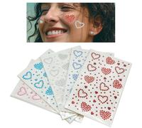 BRDXOOL 5 adesivi decorativi per il viso da donna, con brillantini, a forma di cuore, adesivi per unghie fai da te, alla moda, strass, braccio, decorazione per tatuaggi e ragazze