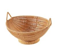 Bread Baskets for Table - Woven Serving Bowl | Wicker Decorative Storage Imitation Rattan Bowls with Handles Pantry Organizer Dining Room