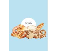 bread. Journal/Notebook: Hardcover, 198pgs, Black & white, Dotted lines, Simple, Minimalistic, Bread, Blue, White, No bleed