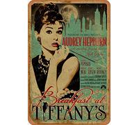 Breakfast at Tiffanys Audrey Hepburn Poster II Targa in Latta Poster Vintage Targa Decorazione da Parete per Bar Cafe Giardino Camera da Letto Ufficio Hotel 20X30 cm