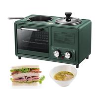 Breakfast Maker Station 4 in 1 con griglia, padella antiaderente di grande capacità, pentola, doppio controllo della temperatura, impostazioni del timer, perfetta per pasti veloci