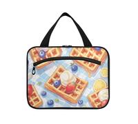Breakfast Yummy Waffles Giallo Hanging Bag per gli uomini Viaggio con gancio, Designer Compact Toiletry Bag per Viaggio Trucco Palestra Bolsa para guardar maquillaje L