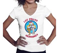 Breaking Bad Los Pollos Hermanos Albuquerque Funny Retro Camicia Donna con Scollo a V