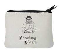 Breaking Bread - Portamonete in neoprene con parodia divertente, 10 x 11 cm, colore: Bianco