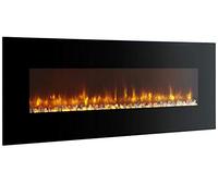 BREAKLING Caminetto elettrico da Parete XXL 120cm - Nero - Con Telecomando - 120x15x55cm - Effetto Fiamma a LED - Caminetto con Timer e Controllo Automatico di Temperatura