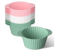 BREANIFULL 12 pirottini in silicone 7,5 x 5,4 x 3 cm per friggitrice ad aria, grandi pirottini per muffin Air Fryer Rosa + Grigio + Blu
