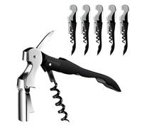 BREANIFULL 6 Pezzi Cavatappi Professionale Apribottiglie Vino 3 in 1 con Tagliacapsule Accessori Acciaio Inossidabile da Sommelier Classico all in one Apribottiglie per Birra, Vino, Server e Barmen