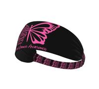 Breast Cancer Awareness Butterfly Elastic Exercise Headband For Women&Men,Wide Headbands For Women Athletic Sweatbands - Fashion Elastic Sports Hair Band For Yoga Fitness