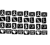 Breast Cancer Awareness Collection (Breast Cancer Ribbon Body Tattoo Glitter Stencils c2)