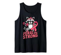 Breast Cancer Awareness Feral And Strong Gym Raccoon Ribbon Canotta