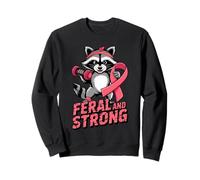 Breast Cancer Awareness Feral And Strong Gym Raccoon Ribbon Felpa