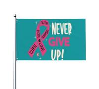 Breast Cancer Awareness, Never Give Up Bandiera Durevole Flag Resistente Alle Intemperie Bandiere Per Portico Casa Feste Decorazione 90X150Cm