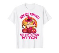 Breast Cancer Mess with The Wrong Witch Halloween Ribbon Maglietta con Stampa Grafica Economica
