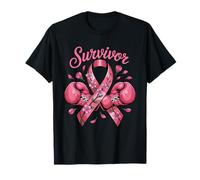 Breast Cancer Survivor T-Shirt - Nastro Rosa guantoni da Boxe Maglietta